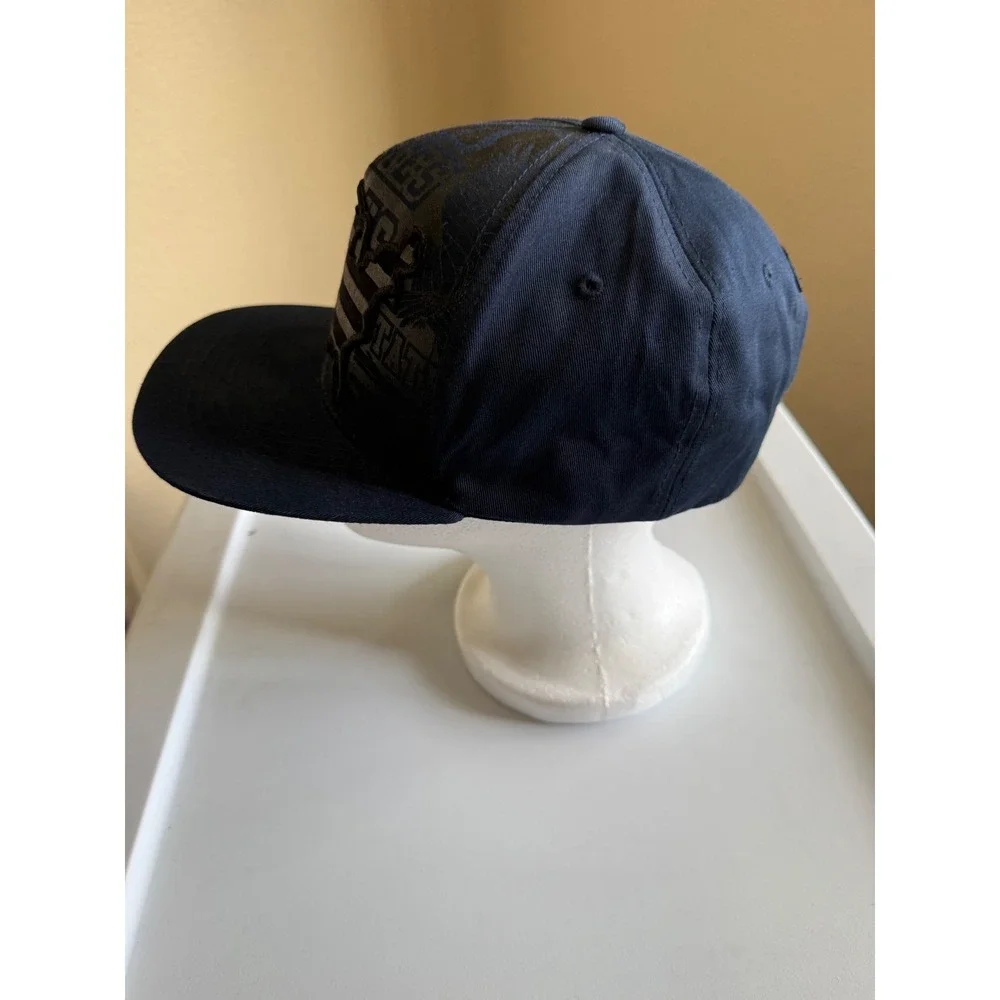 Top Level USA Map Flag Snapback Hat Navy Blue Flat Brim Cap One Size
